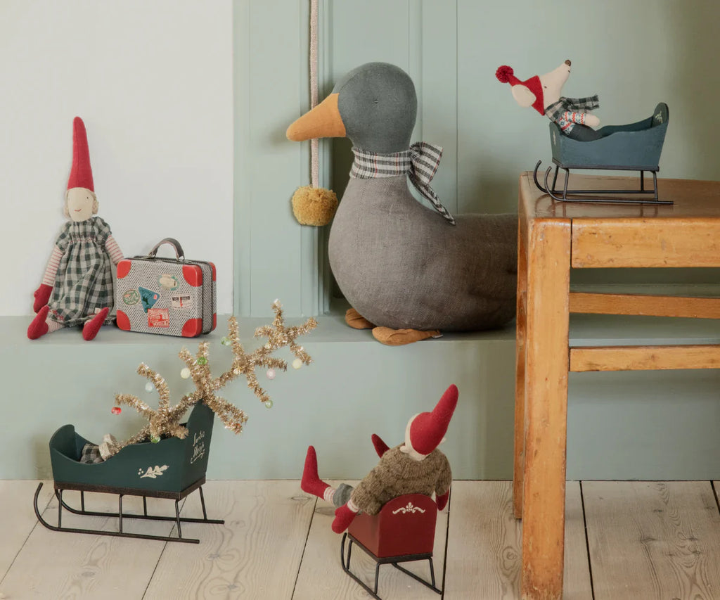 PRE-ORDER: Maileg Sleigh, Mini - Green (Estimated Arrival Early September)