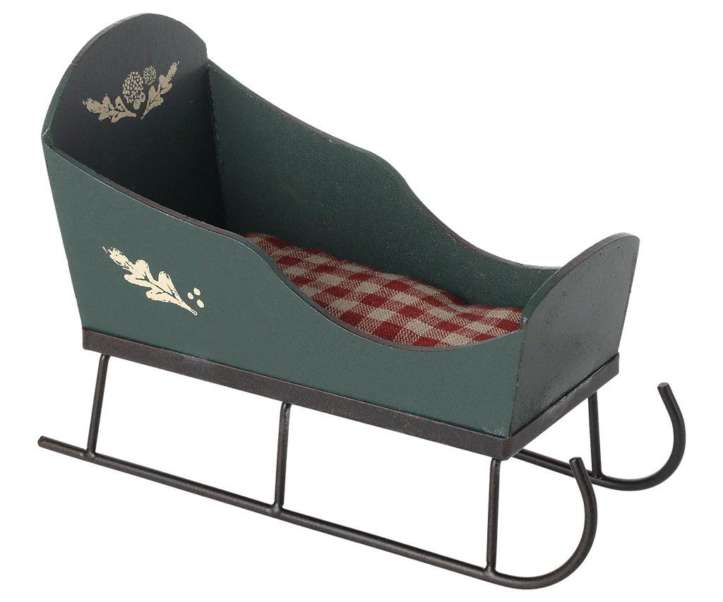 PRE-ORDER: Maileg Sleigh, Mini - Green (Estimated Arrival Early September)