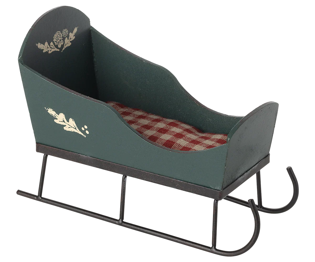 PRE-ORDER: Maileg Sleigh, Mini - Green (Estimated Arrival Early September)