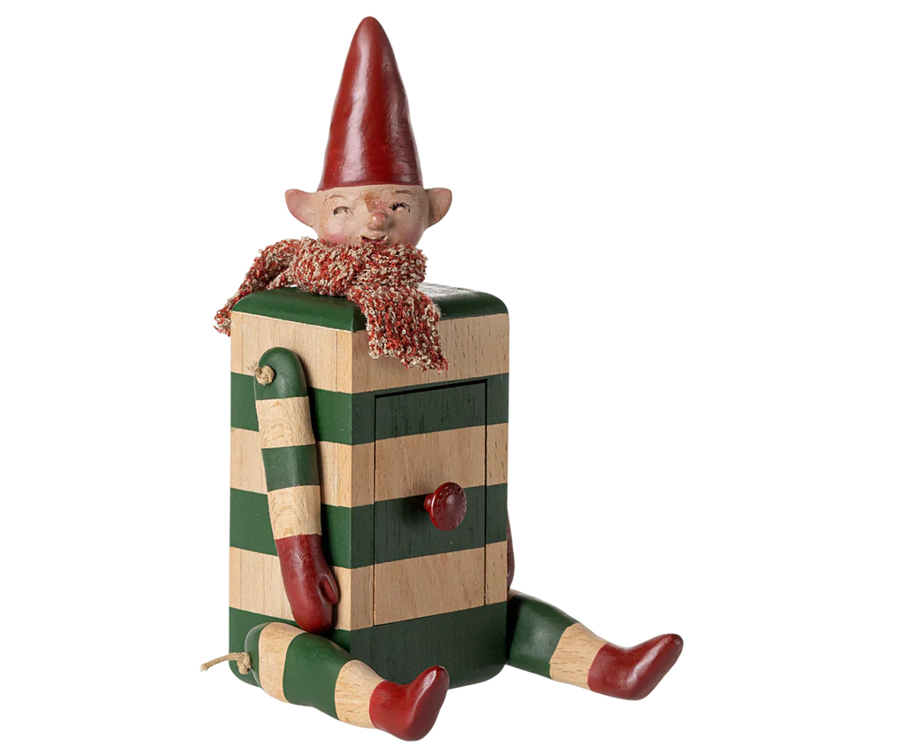 PRE-ORDER: Maileg Elf with Drawer - Green (Estimated Arrival Mid August)