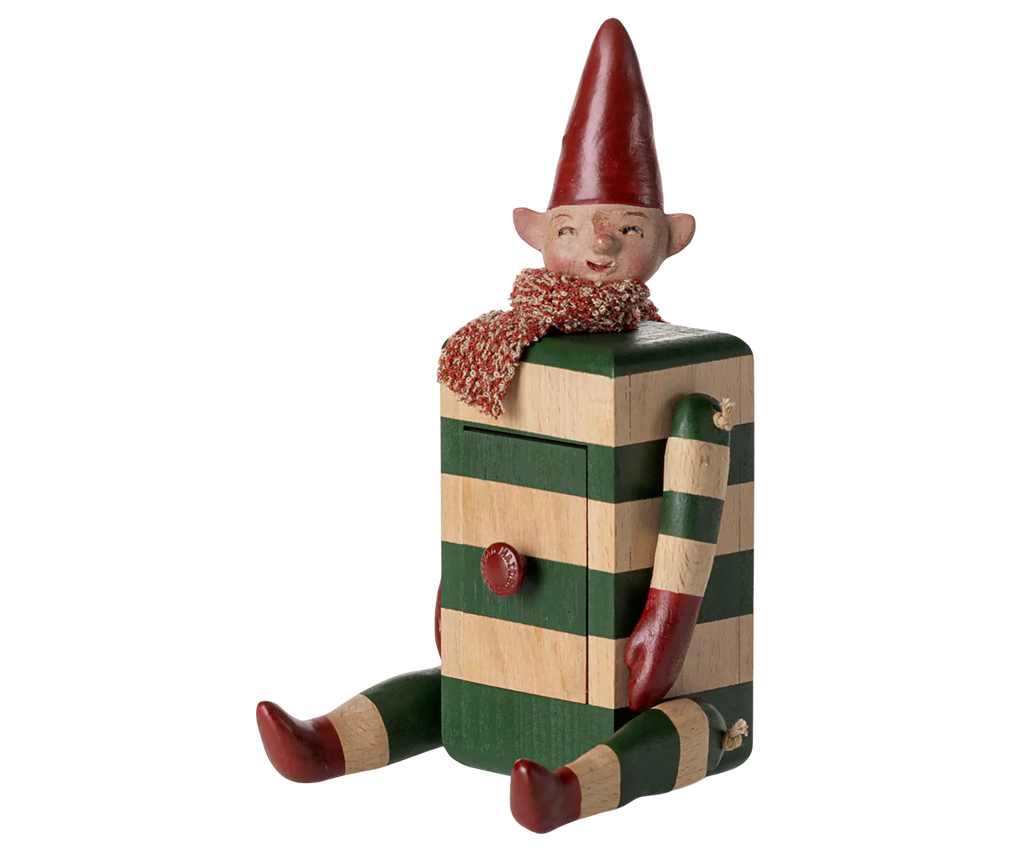 PRE-ORDER: Maileg Elf with Drawer - Green (Estimated Arrival Mid August)