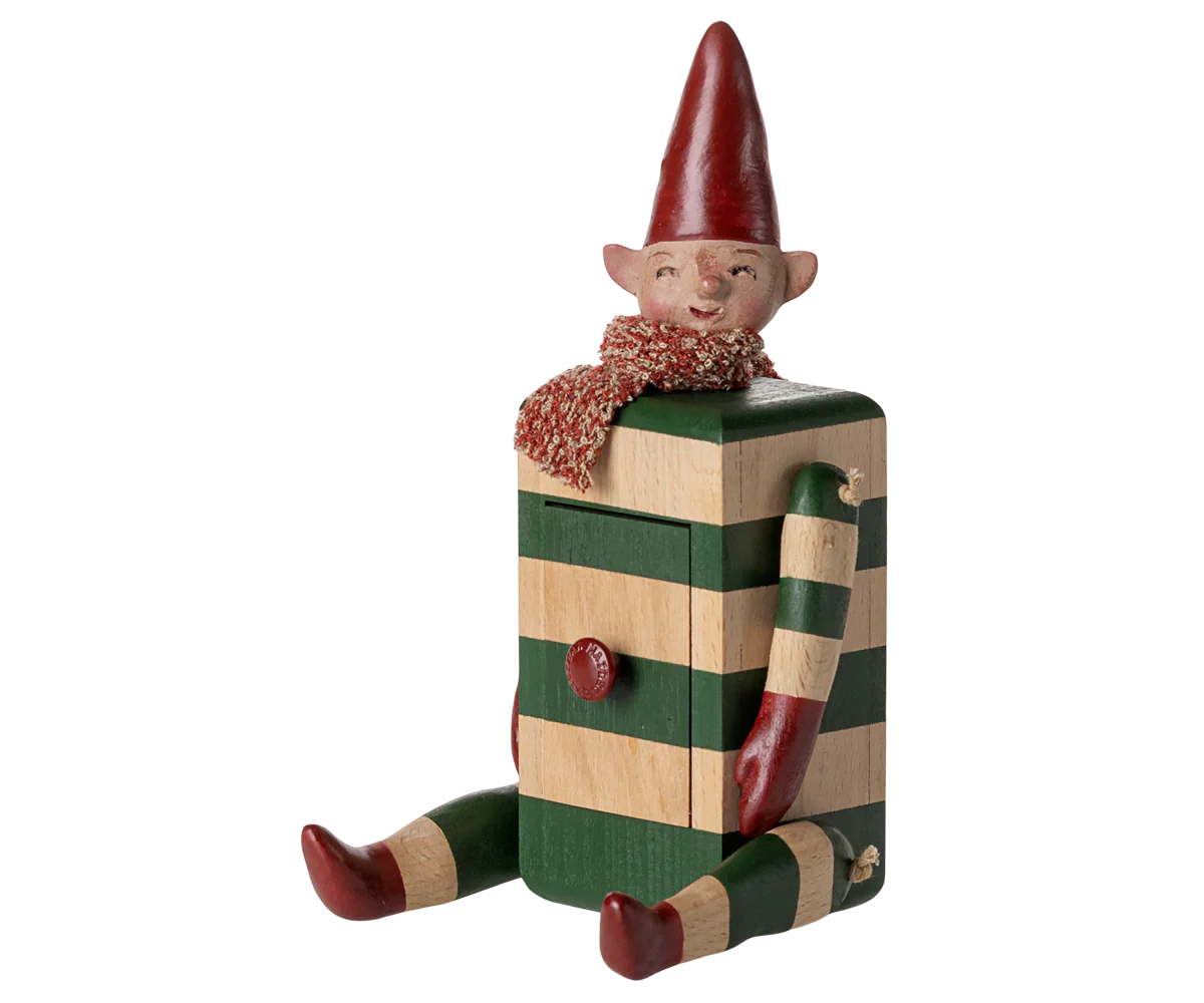 PRE-ORDER: Maileg Elf with Drawer - Green (Estimated Arrival Mid August)